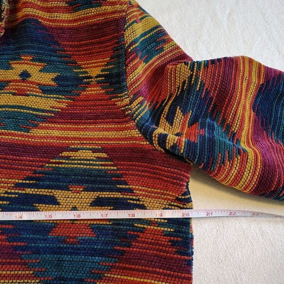 Vtg 90s Southwestern Size 14 Aztec Jacket Boho Geometric Woven Button Up Boho - Picture 8 of 8